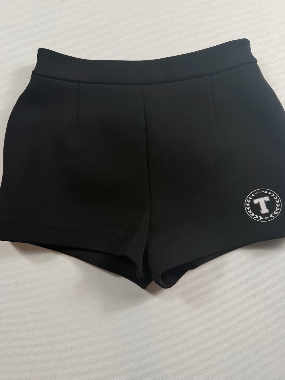 T by Alexander Wang Black Scuba Knit Logo Shorts Size Small